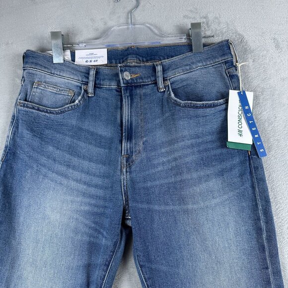 H&M Skinny Jeans Mens Size W33X32L Mid Rise Stone Wash Denim Stretch Blue - Picture 3 of 13